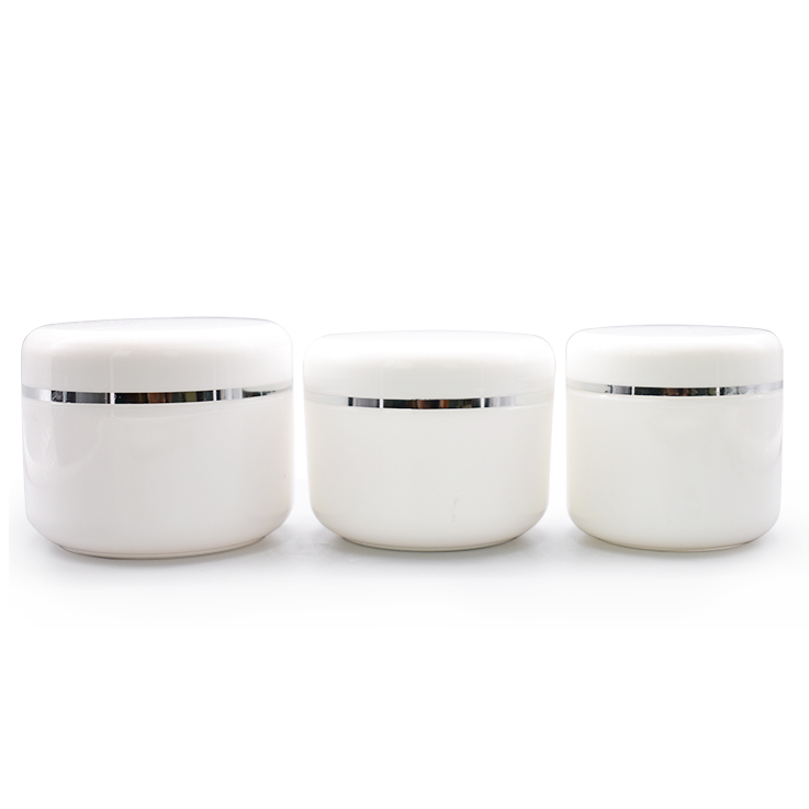 250ml PP white plastic jar cosmetic plastic cream jars with silver cap