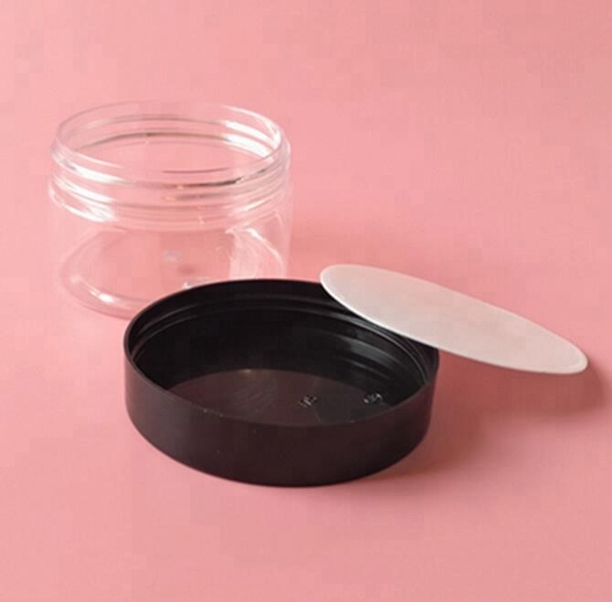 250ml Plastic jar with black plastic lid PET good quality jar neck size 89mm
