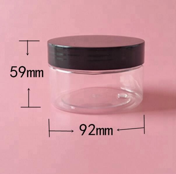 250ml Plastic jar with black plastic lid PET good quality jar neck size 89mm