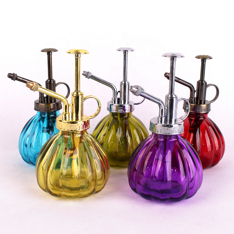 250ml Pumpkin shape Watering dispenser glass bottle with stainless steel pump for flower garden