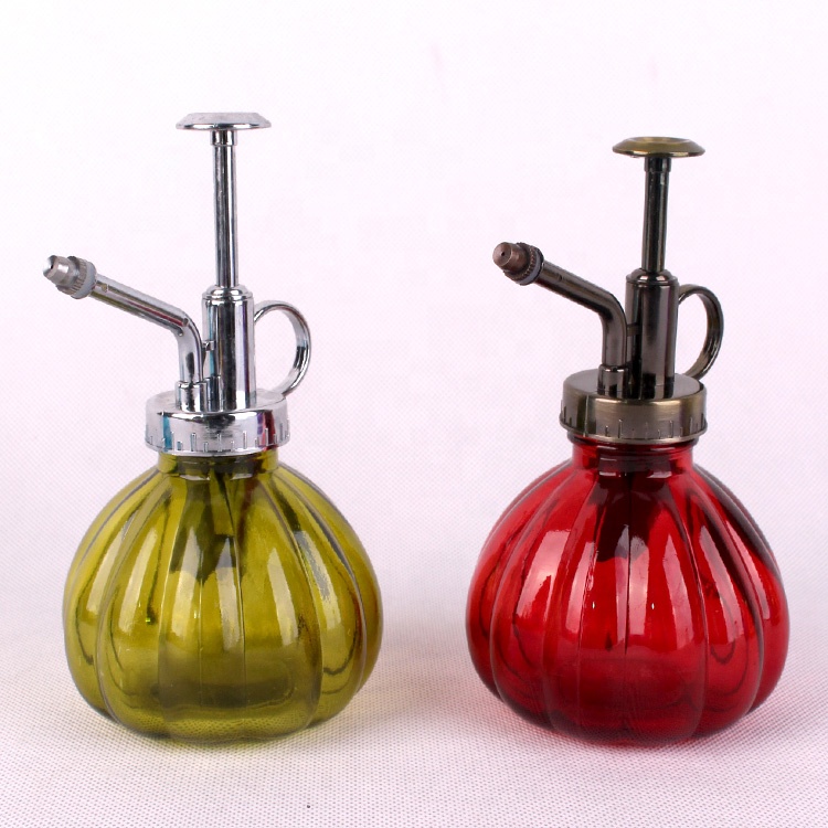 250ml Pumpkin shape Watering dispenser glass bottle with stainless steel pump for flower garden