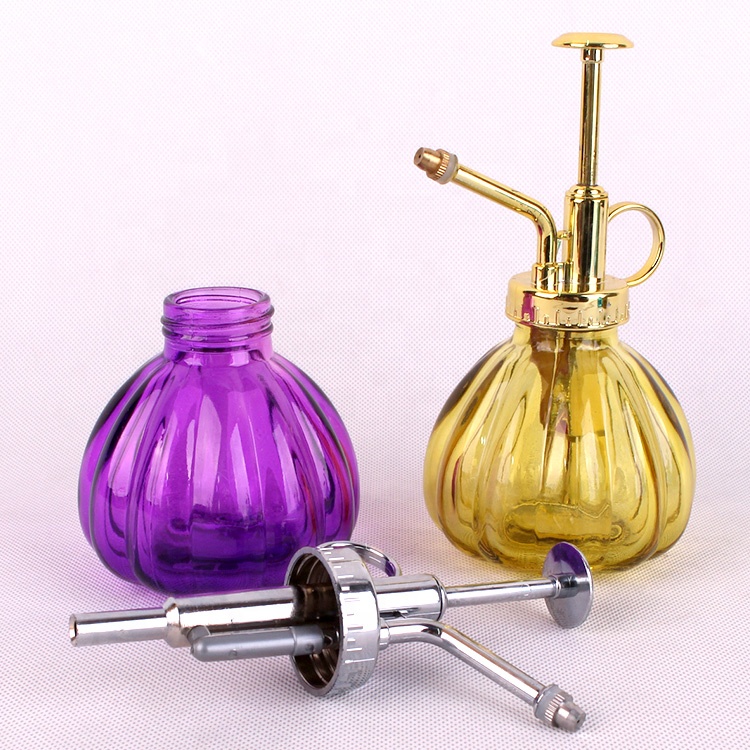 250ml Pumpkin shape Watering dispenser glass bottle with stainless steel pump for flower garden