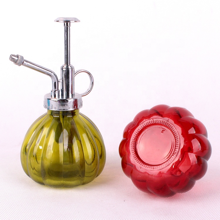 250ml Pumpkin shape Watering dispenser glass bottle with stainless steel pump for flower garden
