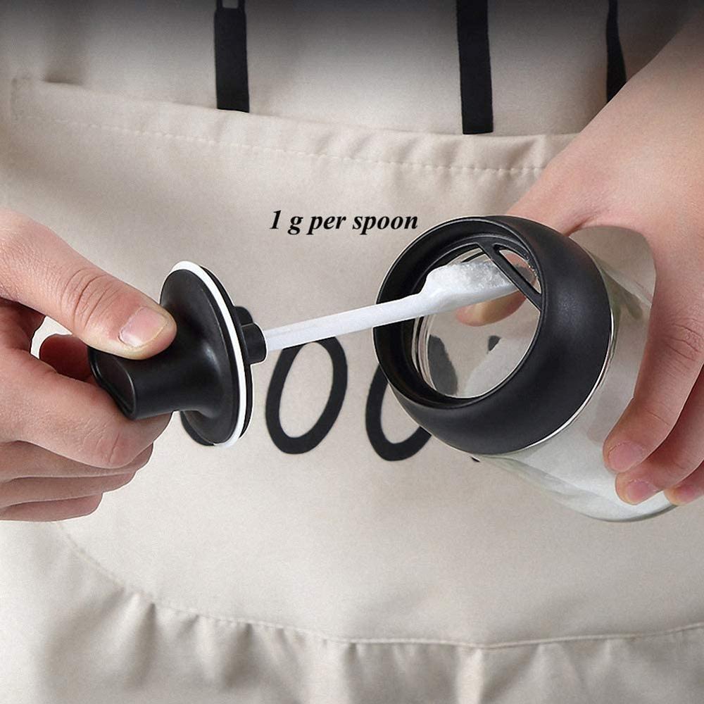 250ml Seasoning Bottles Glass Condiment Storage Containers Condiment Pot Spice jar with Spoon Honey Pot Oil Brush Bottle