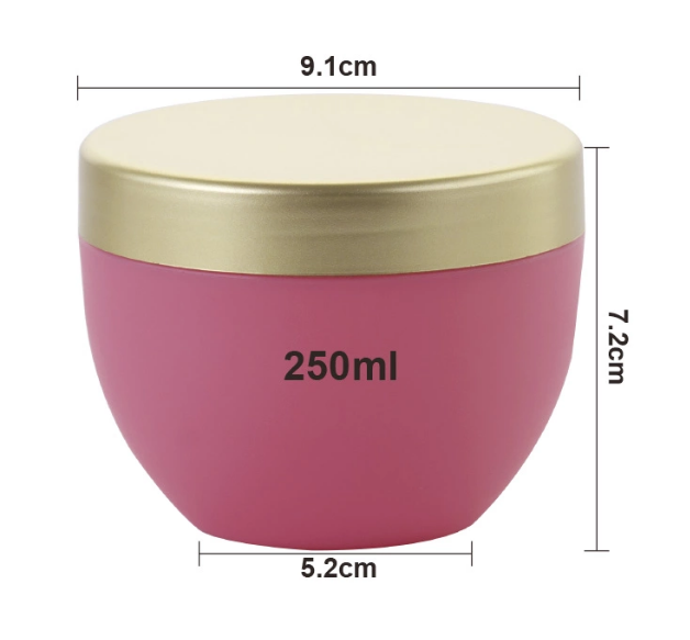250ml Skin Care Cream Frosted Plastic Jar with Golden Cap