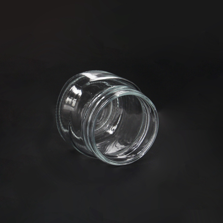 250ml Square Round Glass Mason Jar/Peanut Butter Jar With Sliver /Golden Lid
