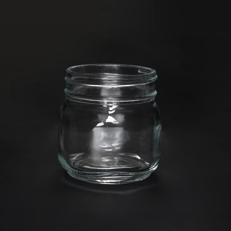 250ml Square Round Glass Mason Jar/Peanut Butter Jar With Sliver /Golden Lid
