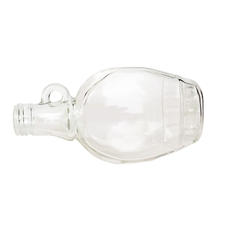 250ml Wholesale Clear Glass Material Empty Maple Coffee Syrup Bottles With Loop Handle & Black Plastic Lids