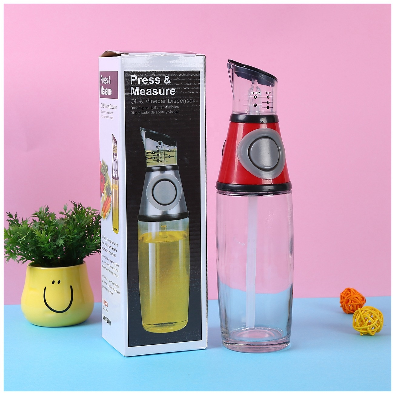 250ml and 500ml Olive oil dispenser bottle cooking oil and vinegar dispenser with drip-free spouts for kitchen
