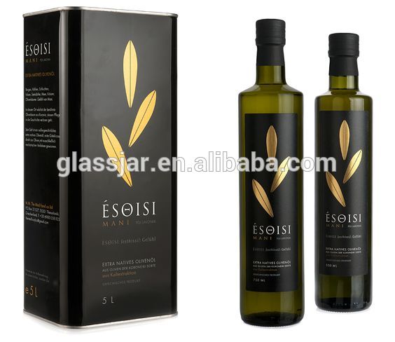 250ml and 500ml round shape dark green glass olive oil bottle