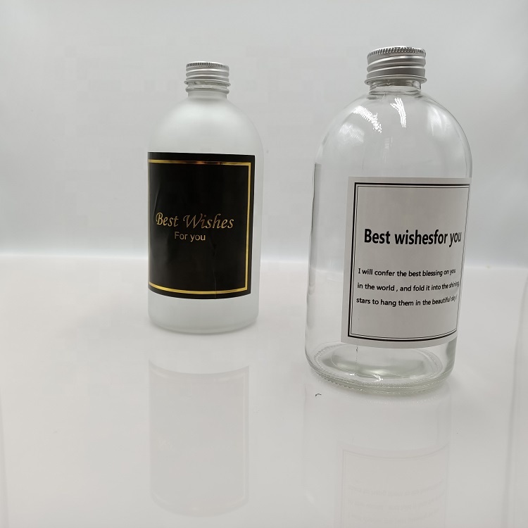 250ml clear Boston round glass bottle tonic syrup glass bottle with black, silver and golden metal lid