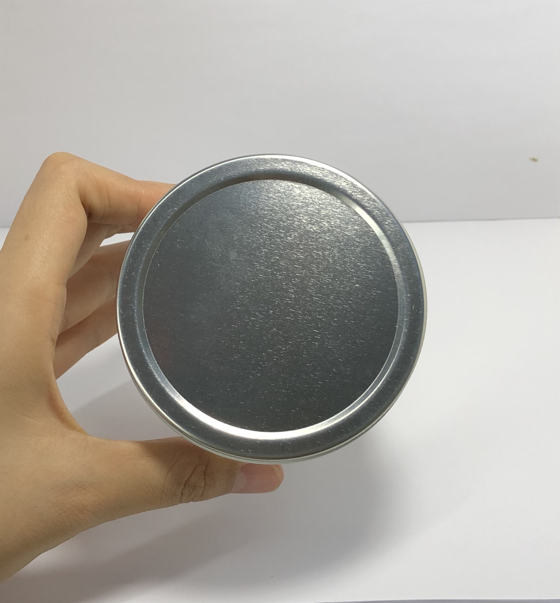 250ml clear round glass jar with silver metal screw cap and colorful labels