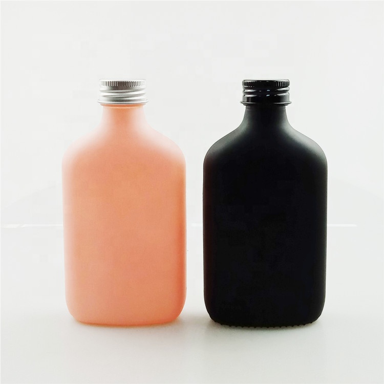 250ml colored Flat Side Glass Bottle Cold Brew Drinking Water Flask Bottle