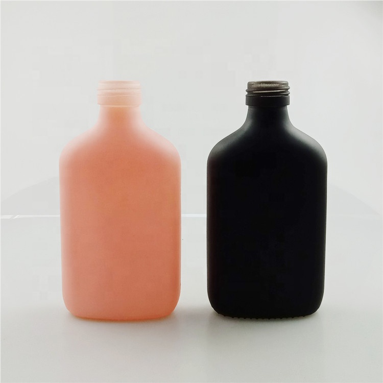 250ml colored Flat Side Glass Bottle Cold Brew Drinking Water Flask Bottle