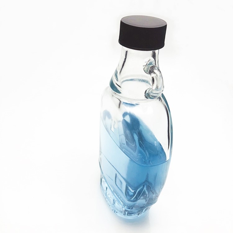 250ml flat glass wine whiskey vodka bottle with plastic lid wholesale