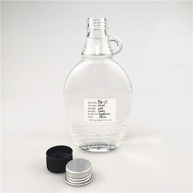 250ml flat vermont glass maple syrup bottle with screw cap