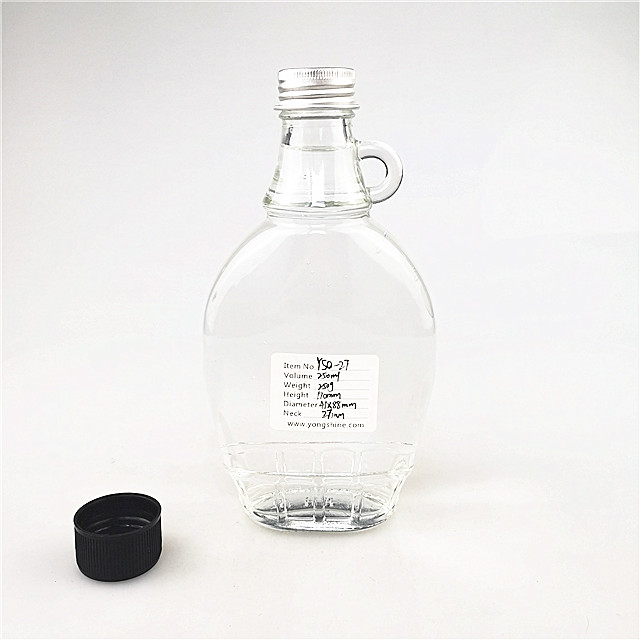 250ml flat vermont glass maple syrup bottle with screw cap