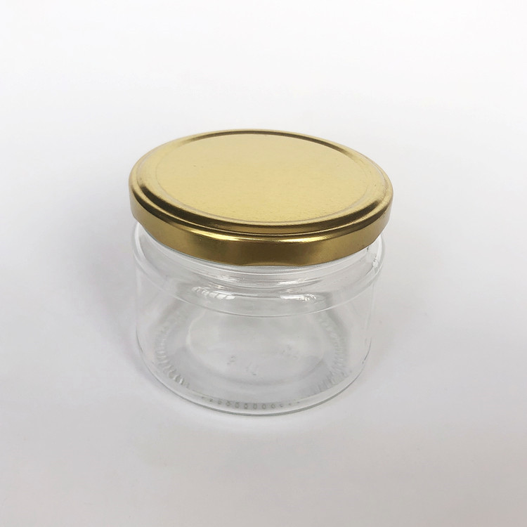 250ml food grade round glass canning jar jam jar with metal lid