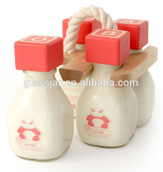 250ml glass milk bottle with hot stamping logo