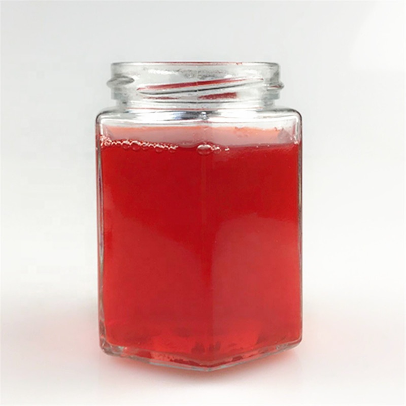250ml hexagonal glass jam jar food glass honey jar with screw cap