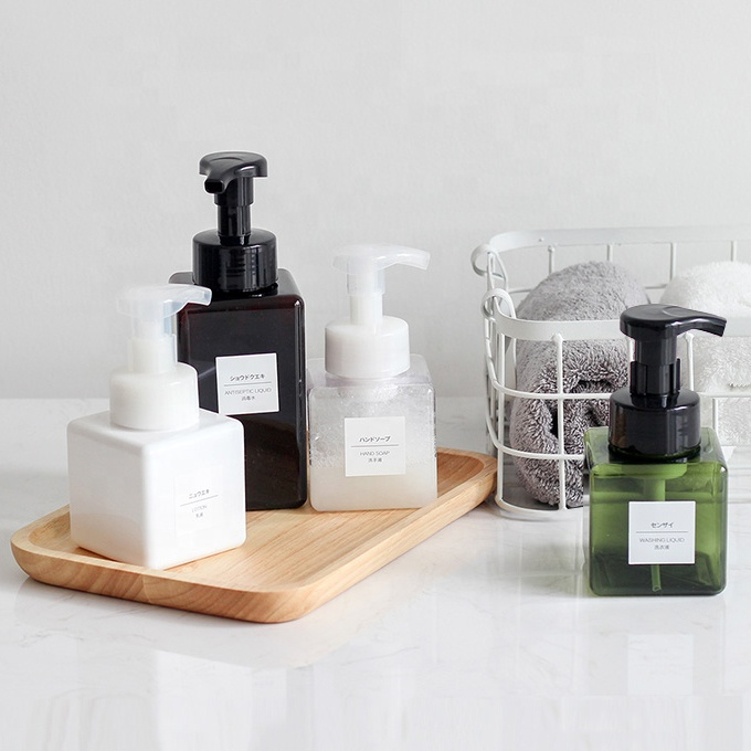 250ml plastic foam pump bottle body oil pump lotion bottle custom label sticker