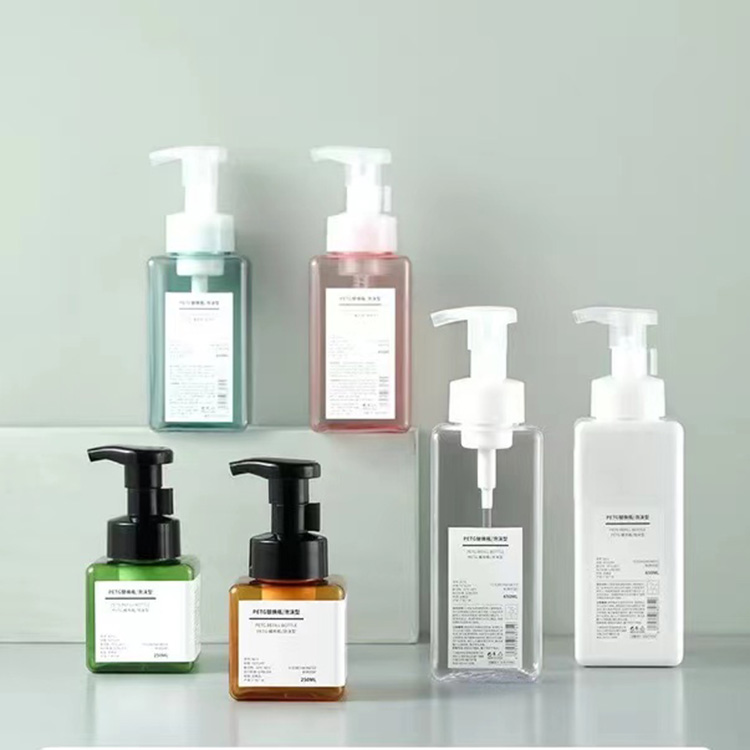 250ml plastic foam pump bottle body oil pump lotion bottle custom label sticker