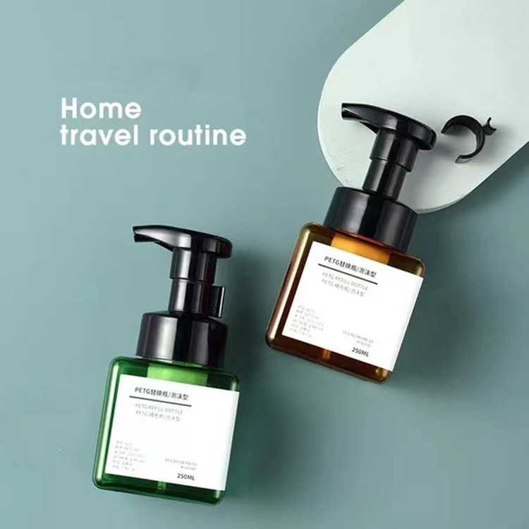 250ml plastic foam pump bottle body oil pump lotion bottle custom label sticker