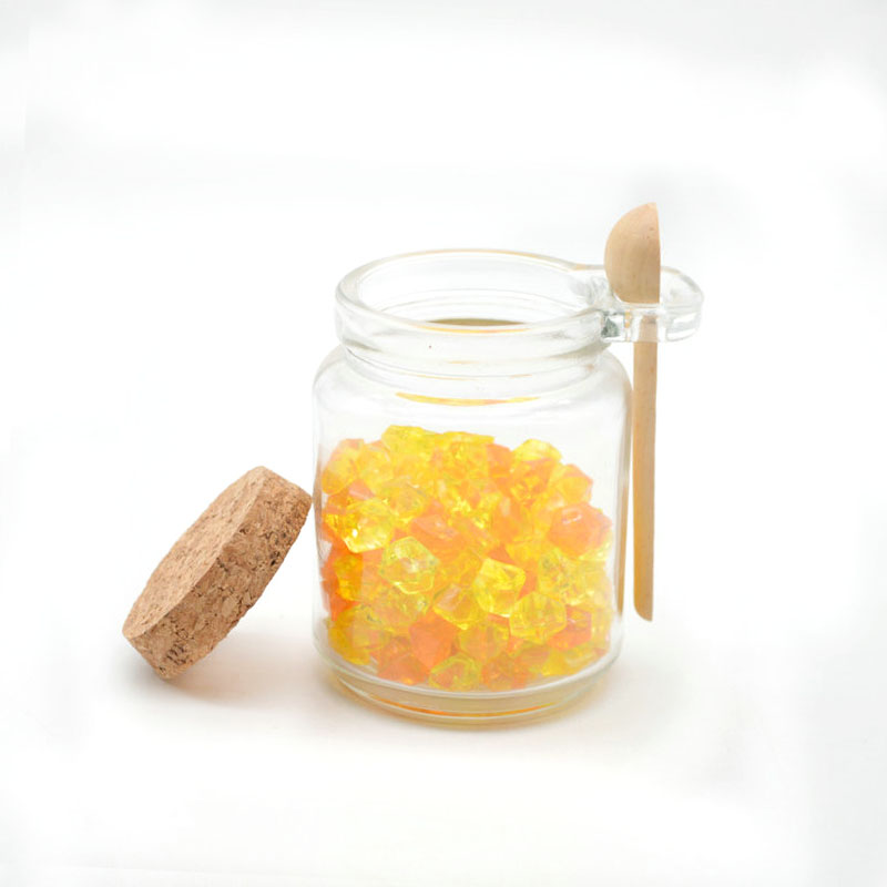 250ml pudding glass jar with cork lid with wood spoon