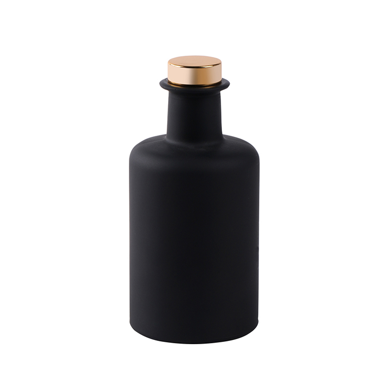 250ml round painted matt black white glass diffuser bottle