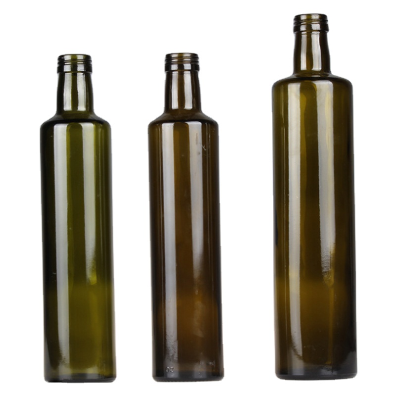 250ml round shape olive oil glass bottle wholesale antique green dorica glass bottle for olive oil/vinegar
