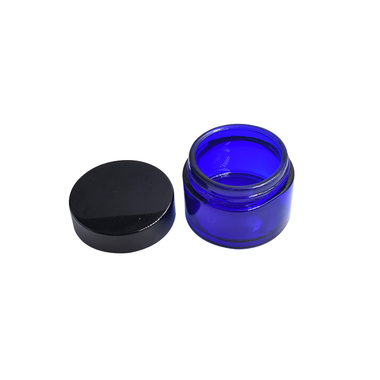250ml storage blue glass container cosmetic cream lotion body scrub wholesale glass jar