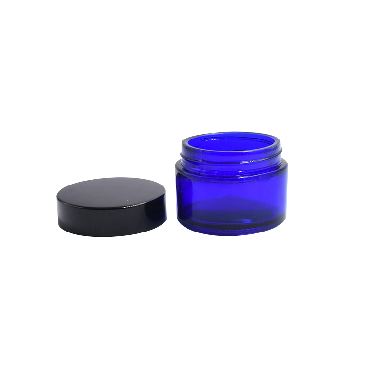 250ml storage blue glass container cosmetic cream lotion body scrub wholesale glass jar