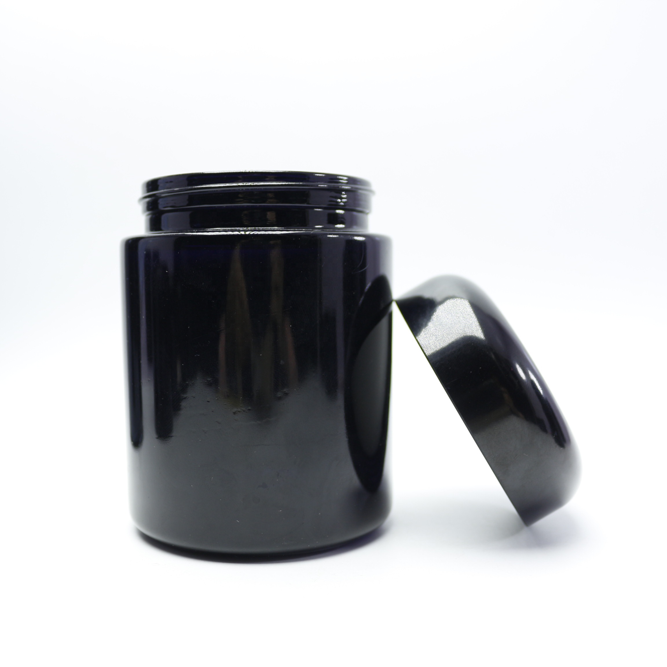 250ml uv black high quality dark violet glass cosmetic cream jar container with lid VJ-57B