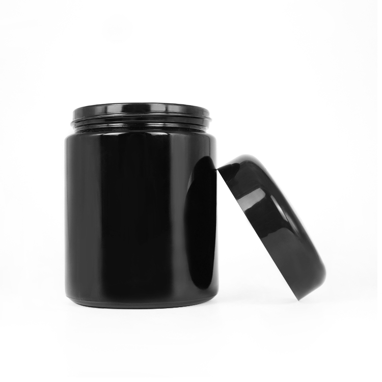 250ml violet UV smell proof glass airtight cosmetic jar with plastic cap