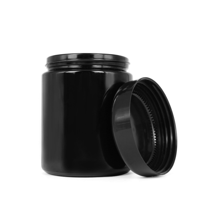 250ml violet UV smell proof glass airtight cosmetic jar with plastic cap