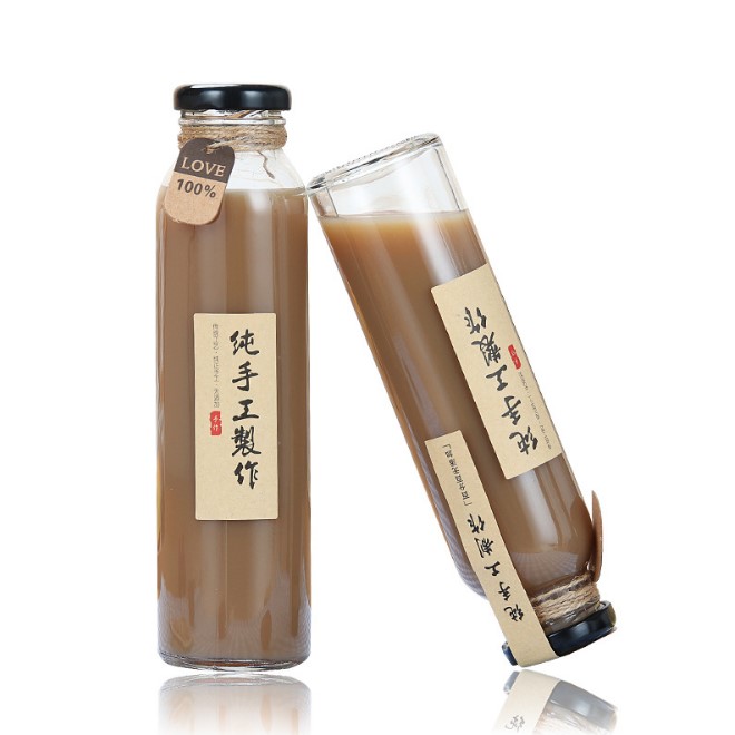 250ml wholesale 16oz protein drink beverage packaging glass bottle with metal lid