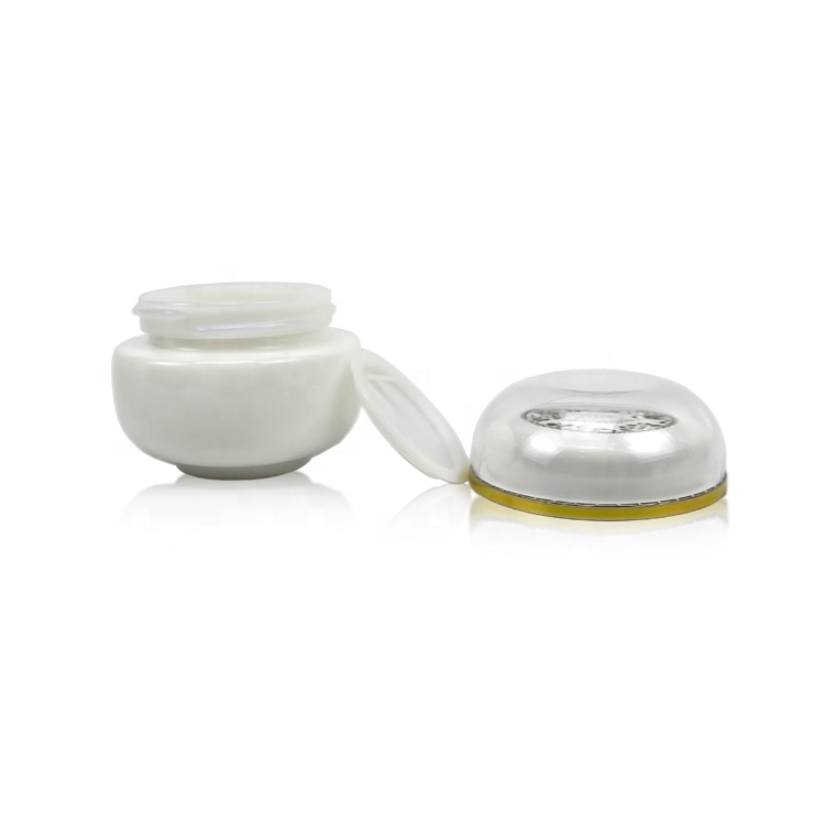 25g 1oz 2oz White porcelain glass cream jar with clear cap