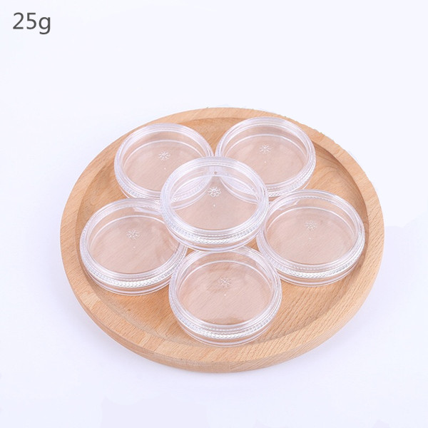 25g 25ml plastic PS round flat facial cream jar, highlighting powder jar, cosmetic cream jar