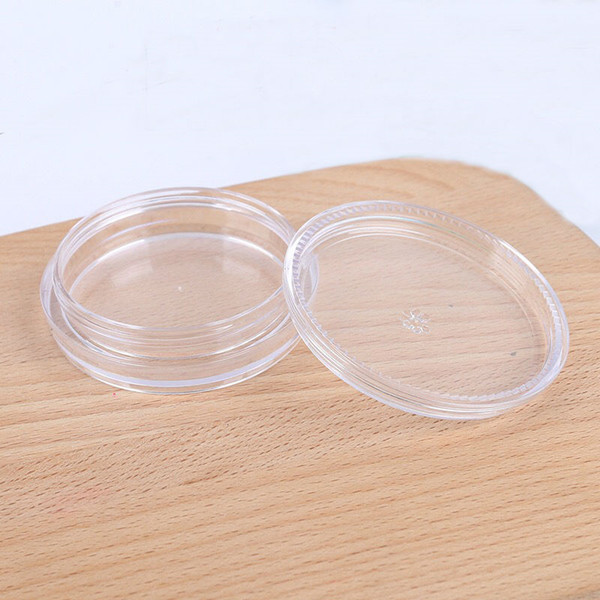 25g 25ml plastic PS round flat facial cream jar, highlighting powder jar, cosmetic cream jar