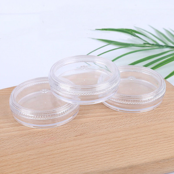 25g 25ml plastic PS round flat facial cream jar, highlighting powder jar, cosmetic cream jar