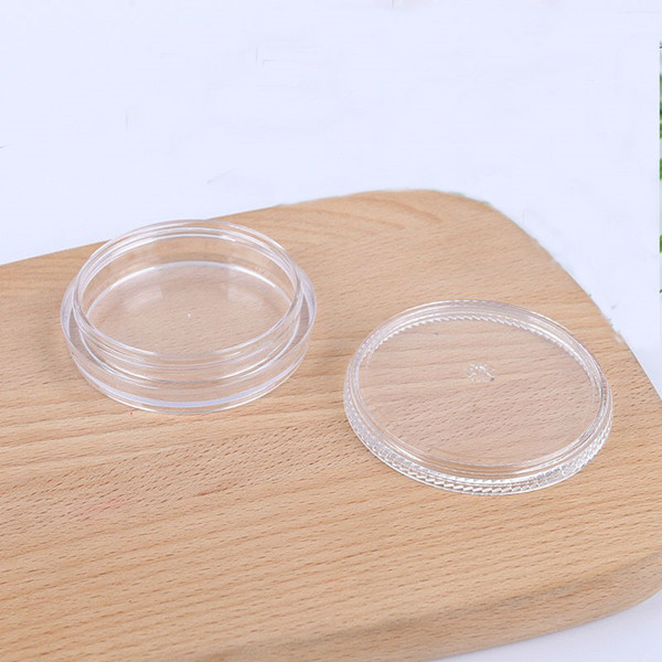 25g 25ml plastic PS round flat facial cream jar, highlighting powder jar, cosmetic cream jar