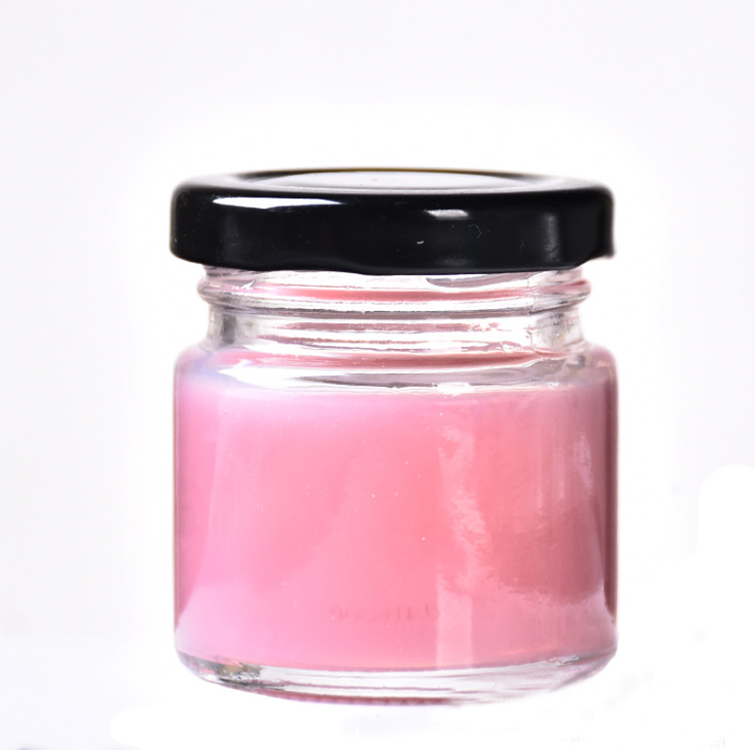 25g,50g,75g,100g food grade mini round glass honey jar for storage with black tin lid