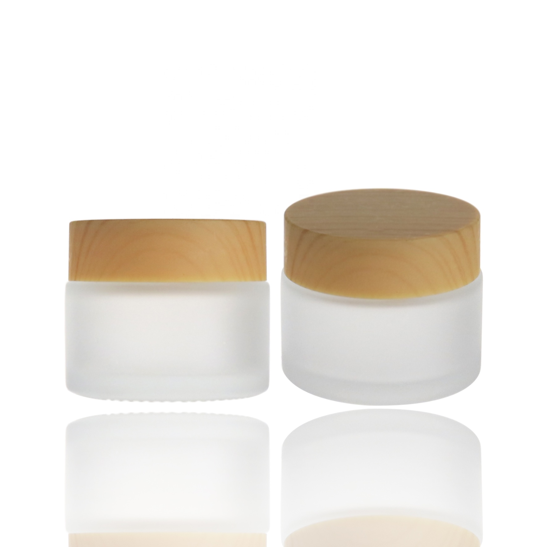 25g frosted cosmetic glass jars with bamboo lid