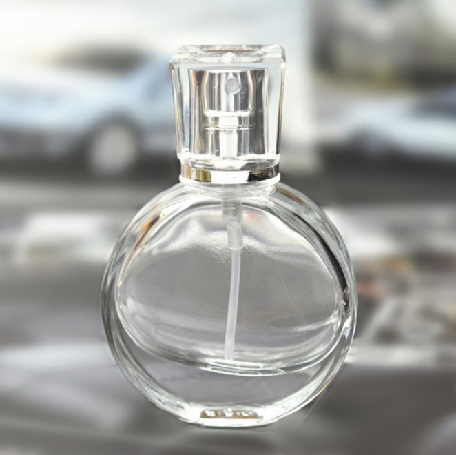25ml 30ml 50ml Small Delicate Flat Round Transparent Factory Produced Glass Perfume Bottle