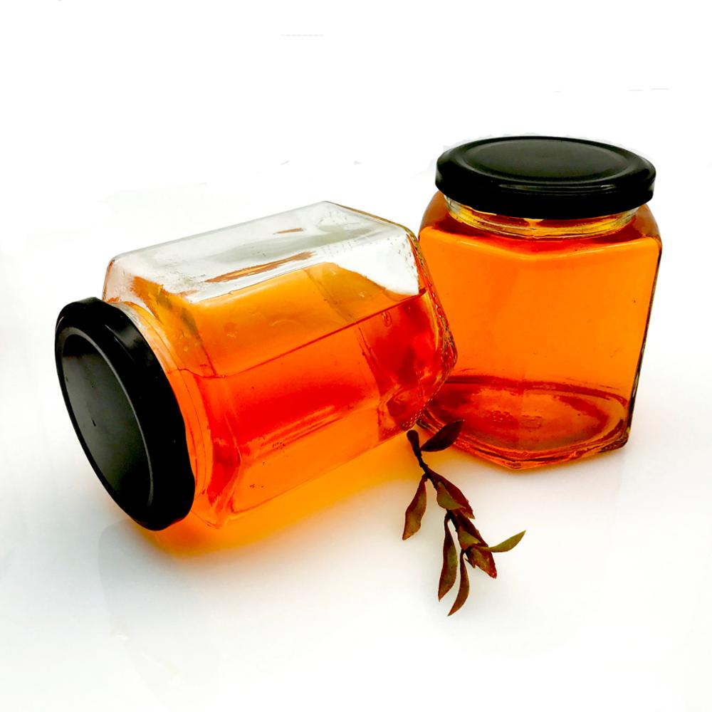 25ml 40ml 100ml 180ml 280ml 380ml 500ml 720ml Transparent hexagon glass royal honey jar