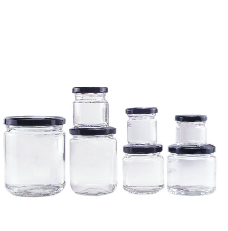 25ml 50ml 75ml 100ml 240ml 500ml Empty round glass jelly jam jar honey jar with lid