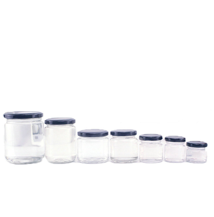 25ml 50ml 75ml 100ml 240ml 500ml Empty round glass jelly jam jar honey jar with lid