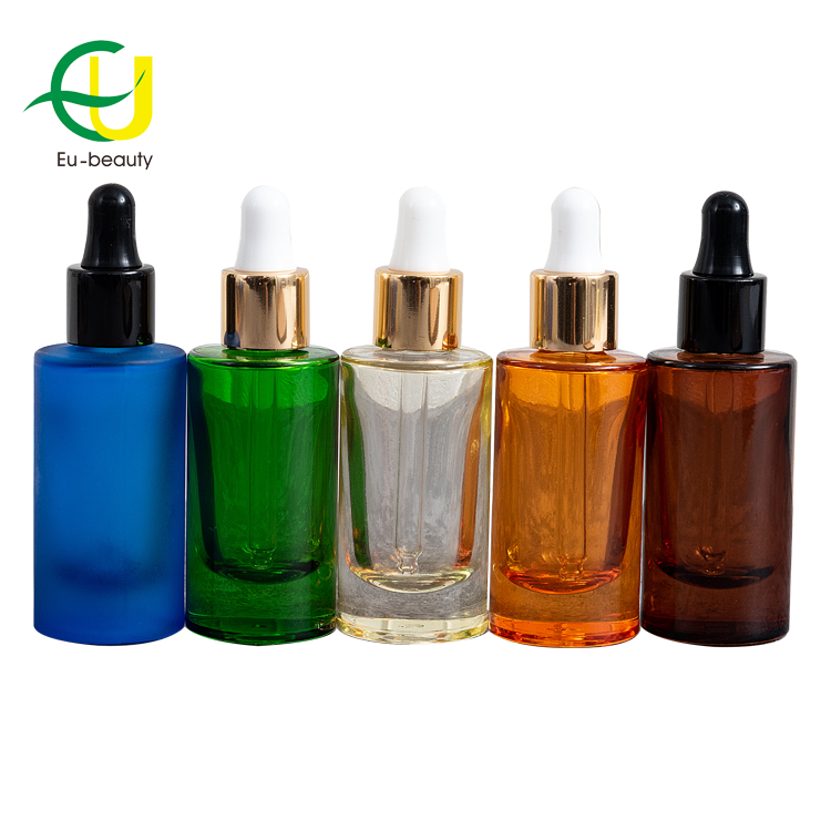 25ml 50ml amber double gourd glass bottle with dropper and tip