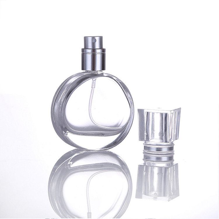 25ml High end flat glass perfume bottle glass spray bottle with thick base