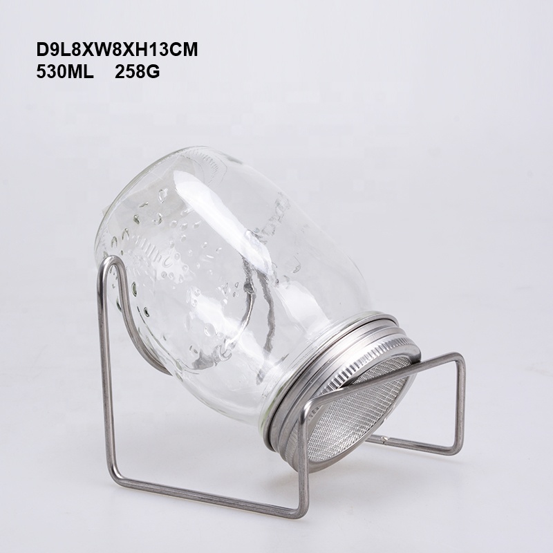 25oz 32oz Wide Mouth Mason Sprouting Jar with Stainless Steel Sprouting Lid